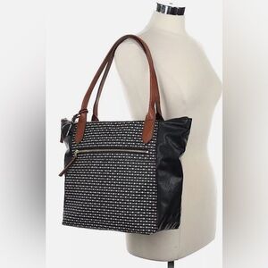 Fossil Black and Brown Patterned Tote Bag